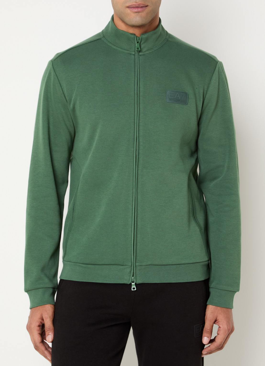 Armani Fijngebreid vest met logo - detail groen