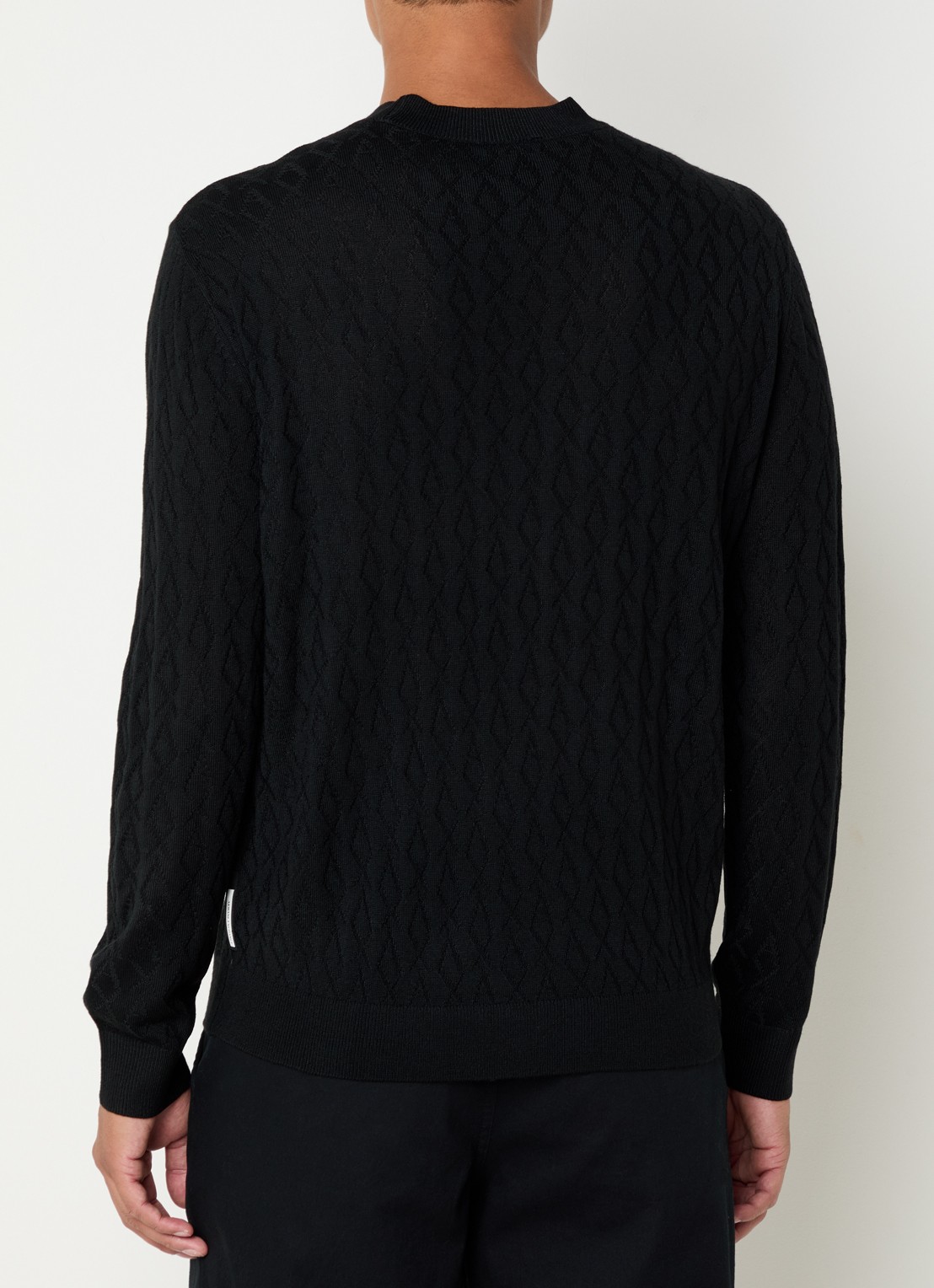 Armani Fijngebreide pullover in scheerwolblend  - achterkant 2 zwart
