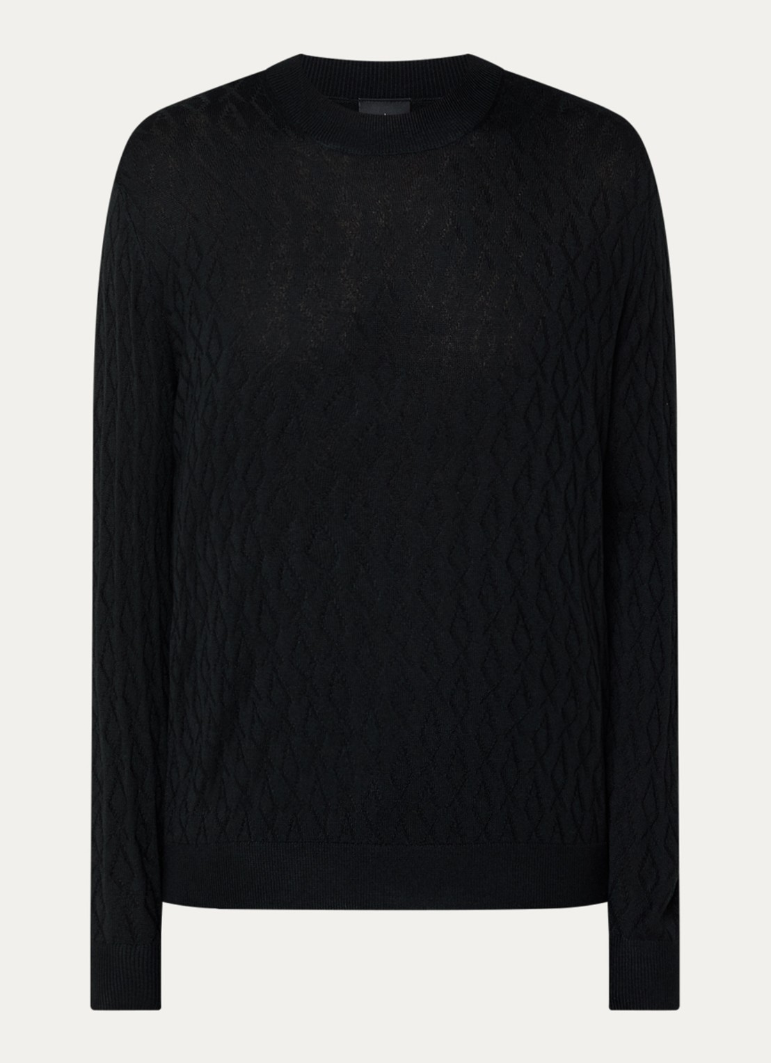 Armani Fijngebreide pullover in scheerwolblend  - voorkant 3 zwart