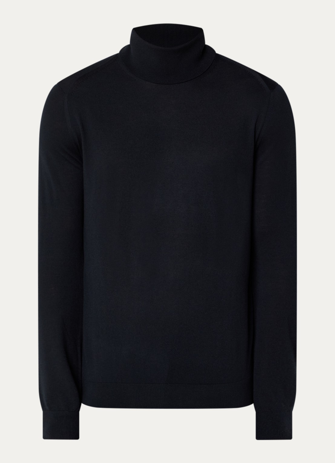 Armani Fijngebreide pullover in wolblend met col - voorkant 3 donkerblauw