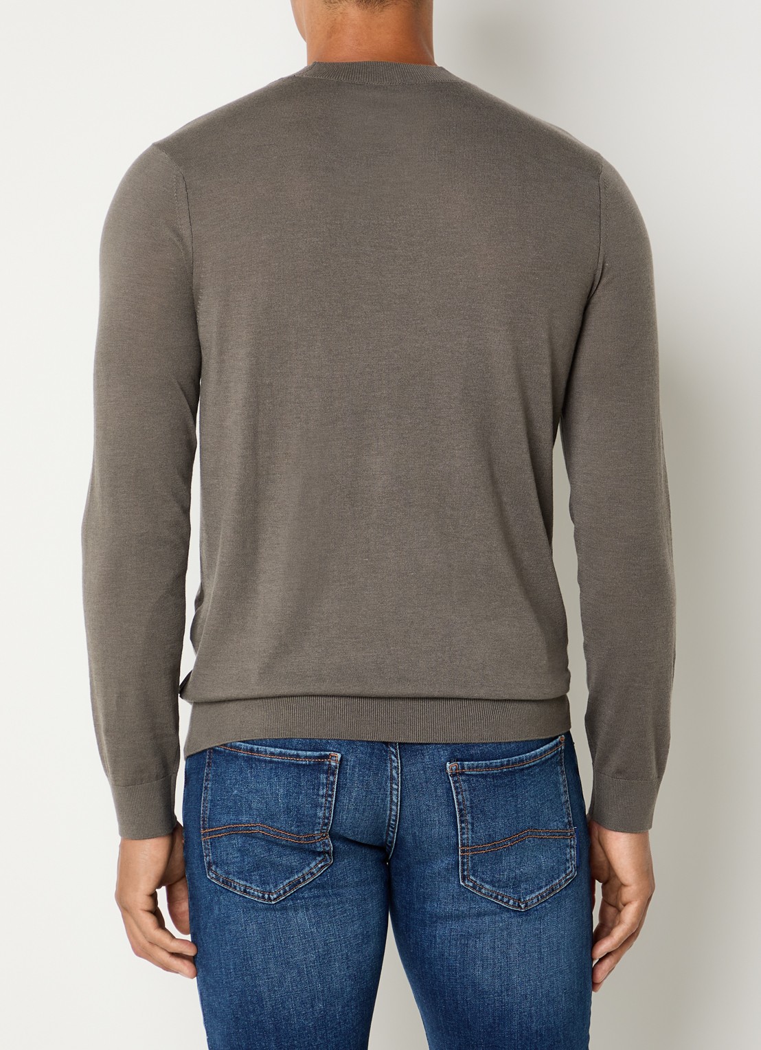 Armani Fijngebreide pullover in wolblend met ronde hals - achterkant 3 grijs