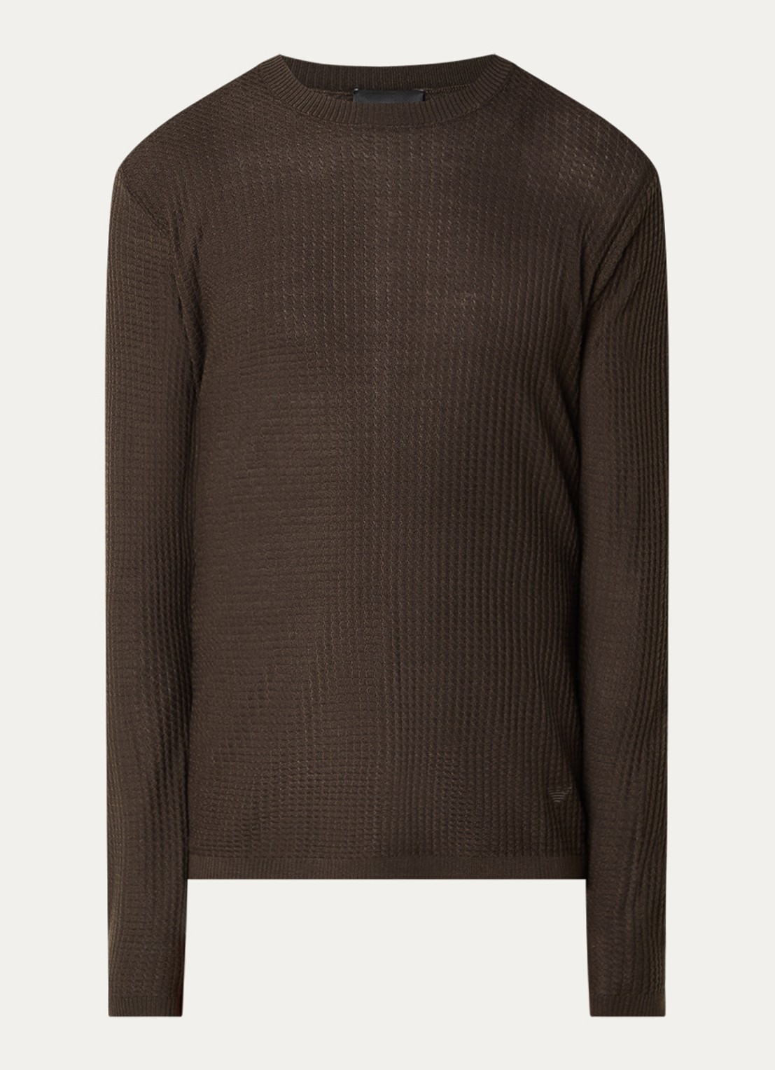 Armani Fijngebreide pullover in wolblend met structuur - voorkant 2 donkerbruin