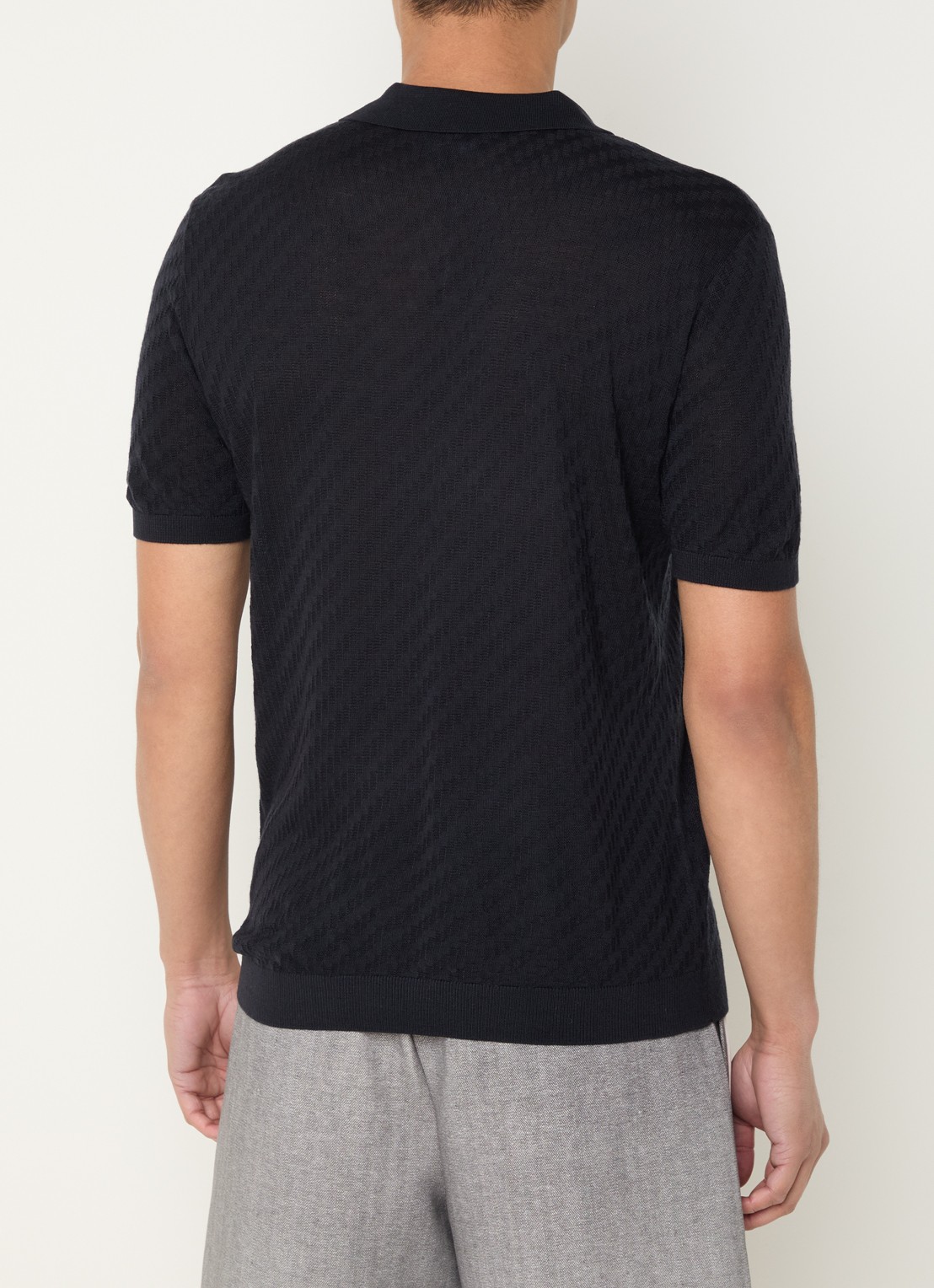 Armani Fijngebreide pullover in wolblend - achterkant 4 donkerblauw