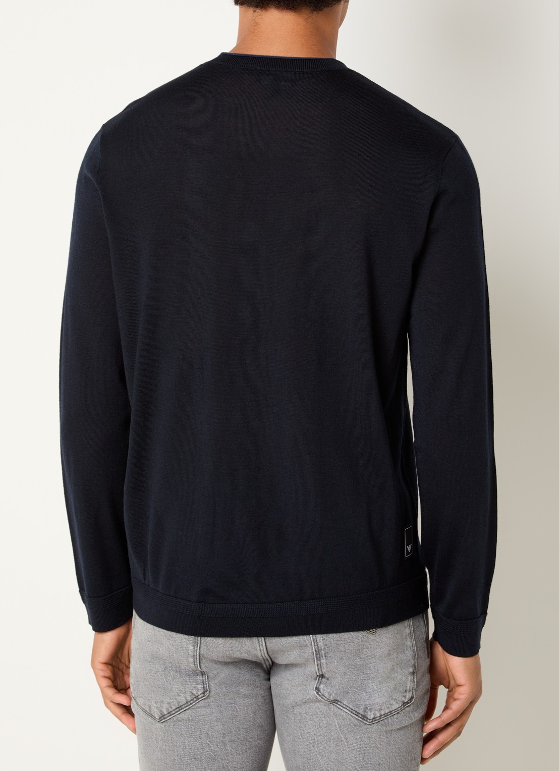 Armani Fijngebreide pullover in wolblend - achterkant 2 donkerblauw