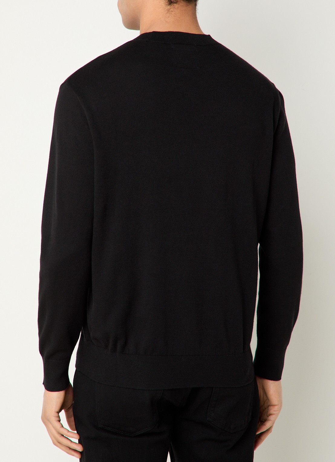 Armani Fijngebreide pullover in zijdeblend met logoborduring - achterkant 2 zwart