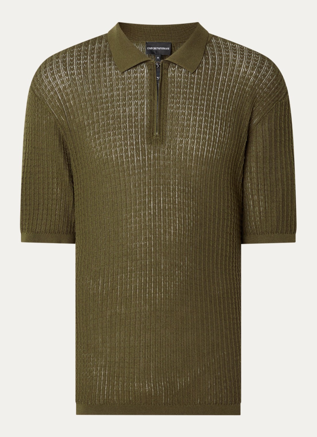 Armani Fijngebreide pullover in zijdeblend met polokraag - voorkant 2 legergroen