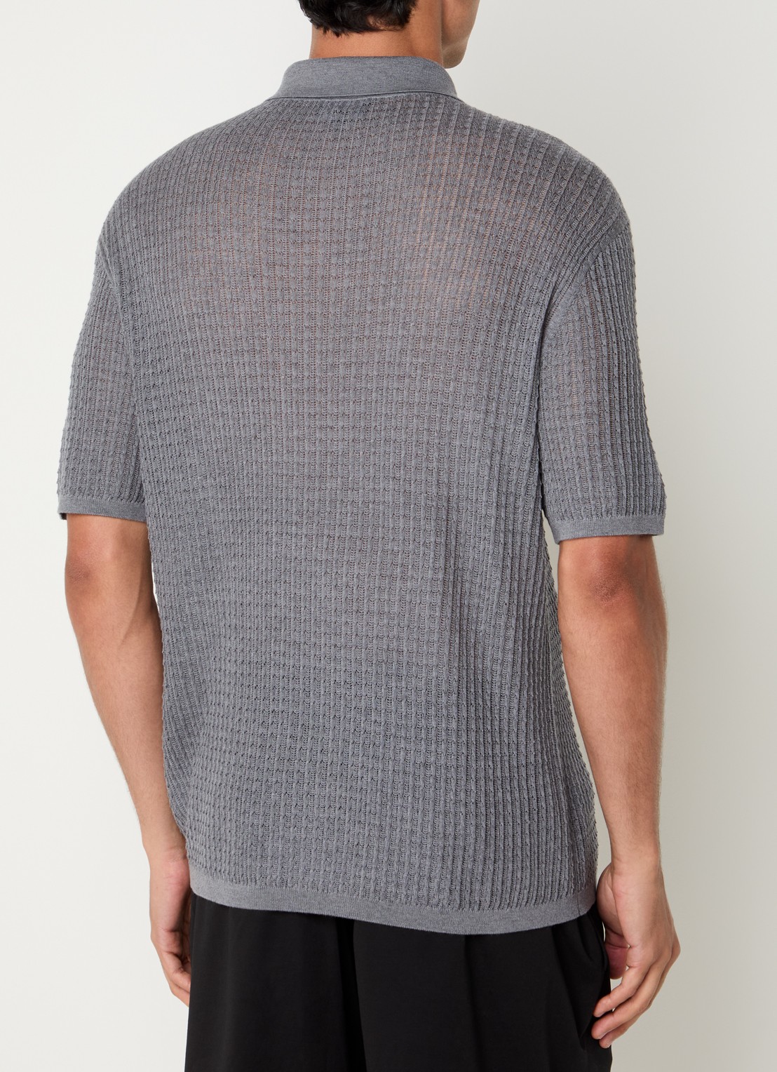 Armani Fijngebreide pullover in zijdeblend met polokraag - achterkant grijs