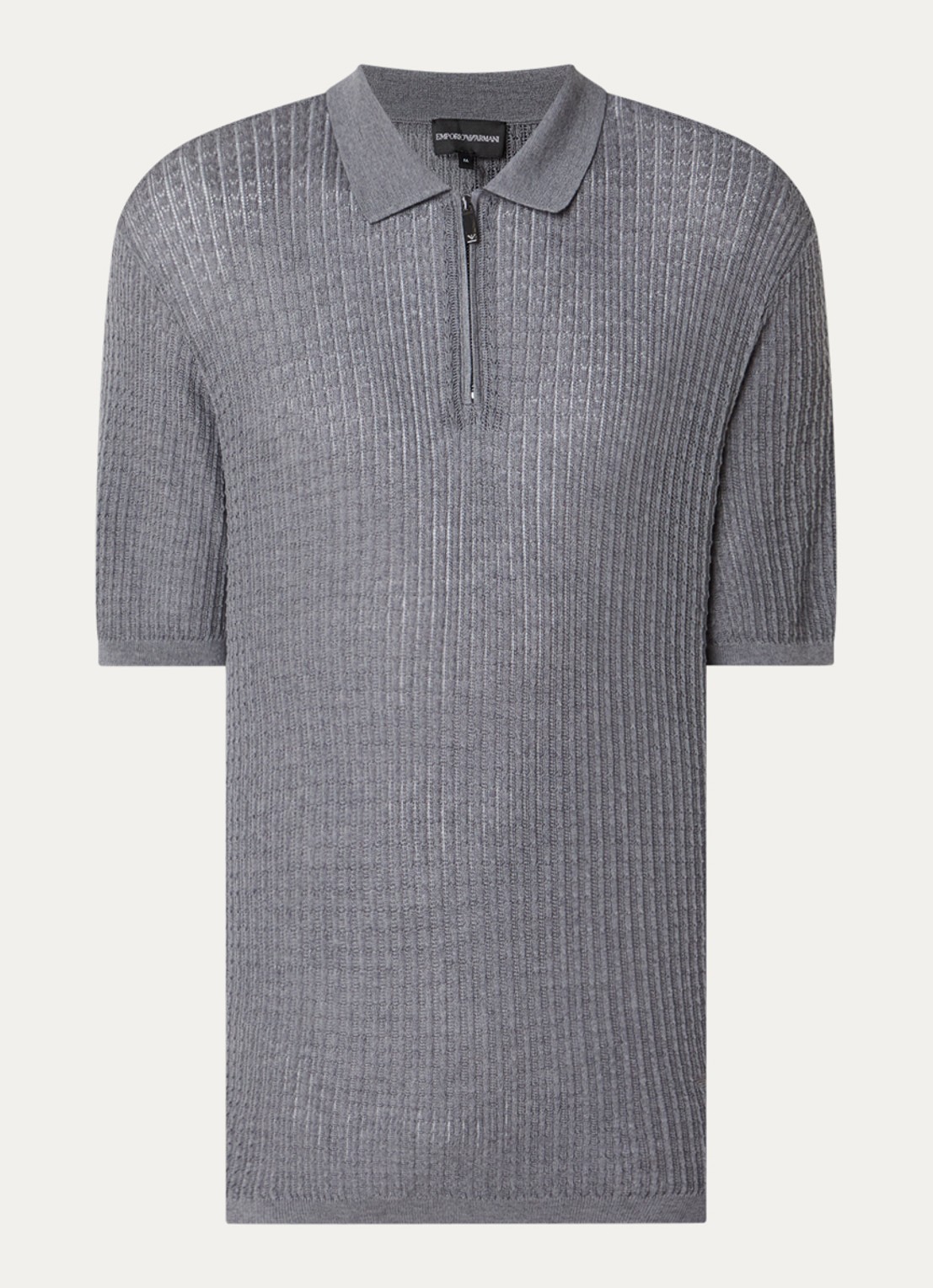 Armani Fijngebreide pullover in zijdeblend met polokraag - voorkant 2 grijs