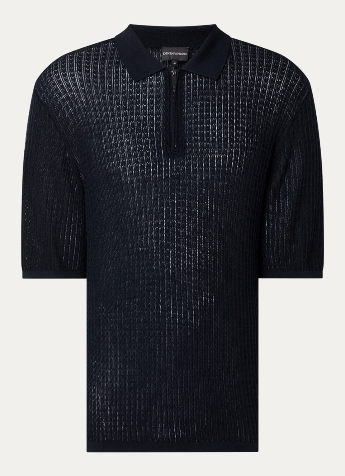 Armani Fijngebreide pullover in zijdeblend met polokraag - voorkant 2 donkerblauw