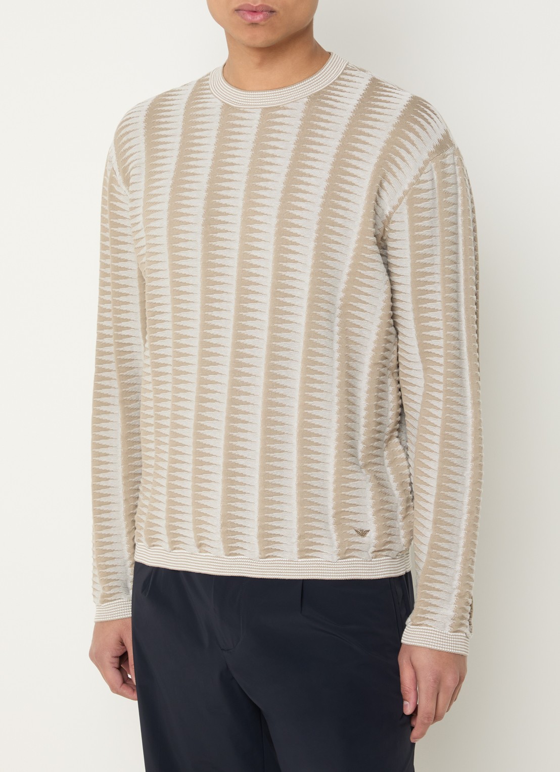 Armani Fijngebreide pullover met grafische print - detail khaki