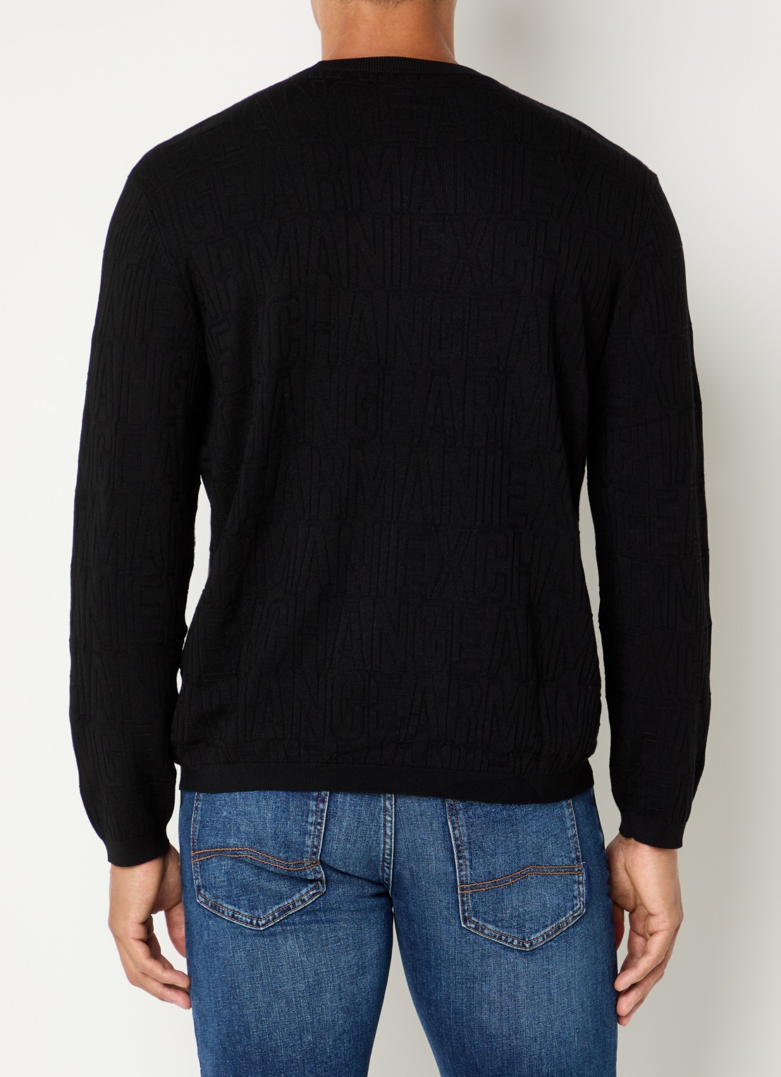 Armani Fijngebreide pullover met ingebreid patroon - achterkant 3 zwart