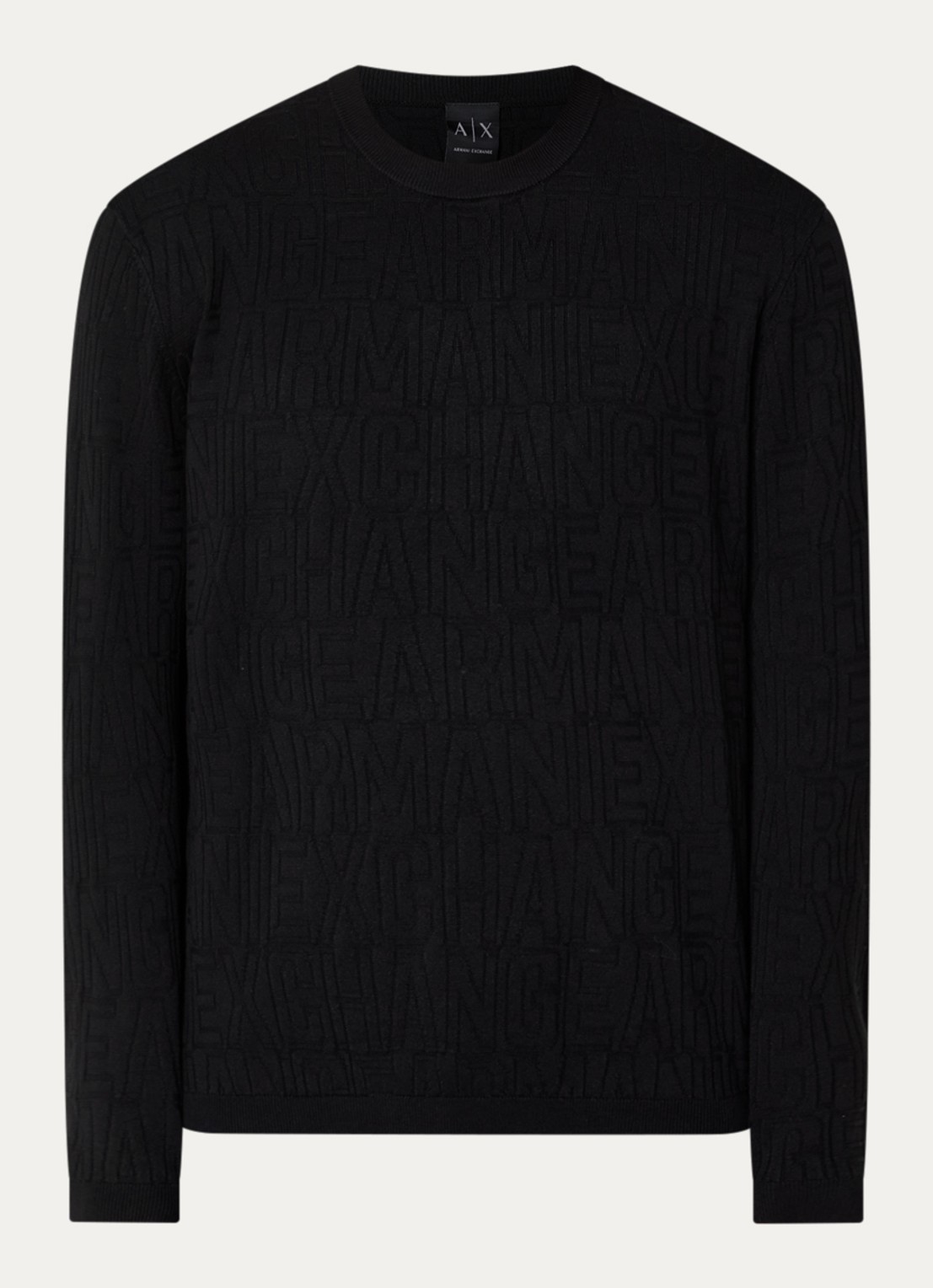 Armani Fijngebreide pullover met ingebreid patroon - voorkant zwart
