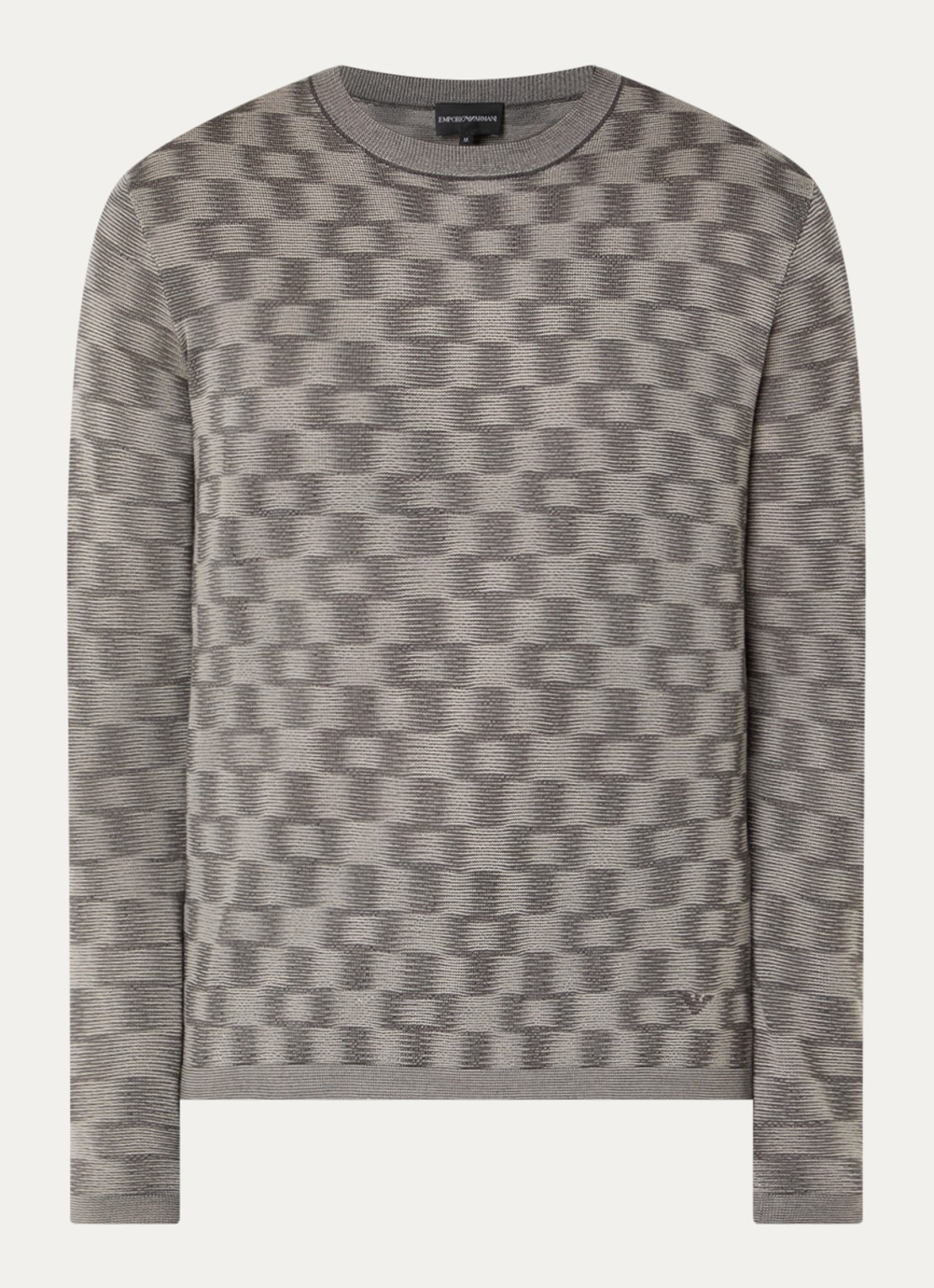 Armani Fijngebreide pullover met ingebreid patroon - voorkant 3 grijs