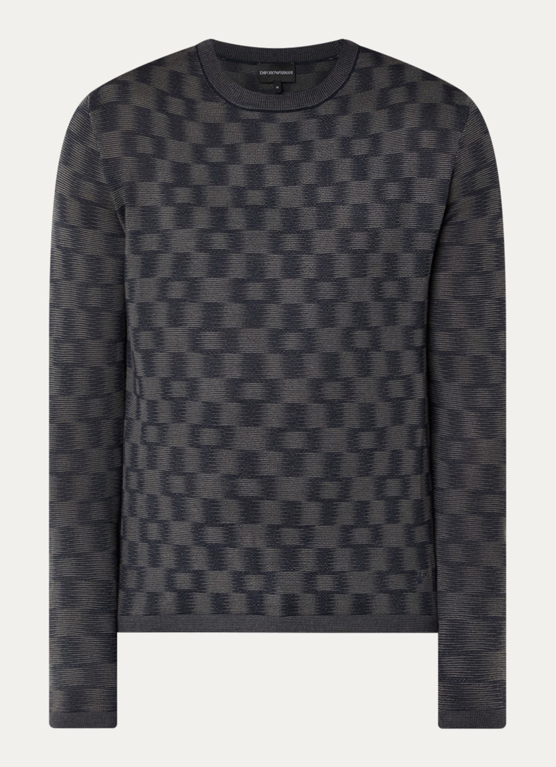 Armani Fijngebreide pullover met ingebreid patroon - voorkant donkerblauw