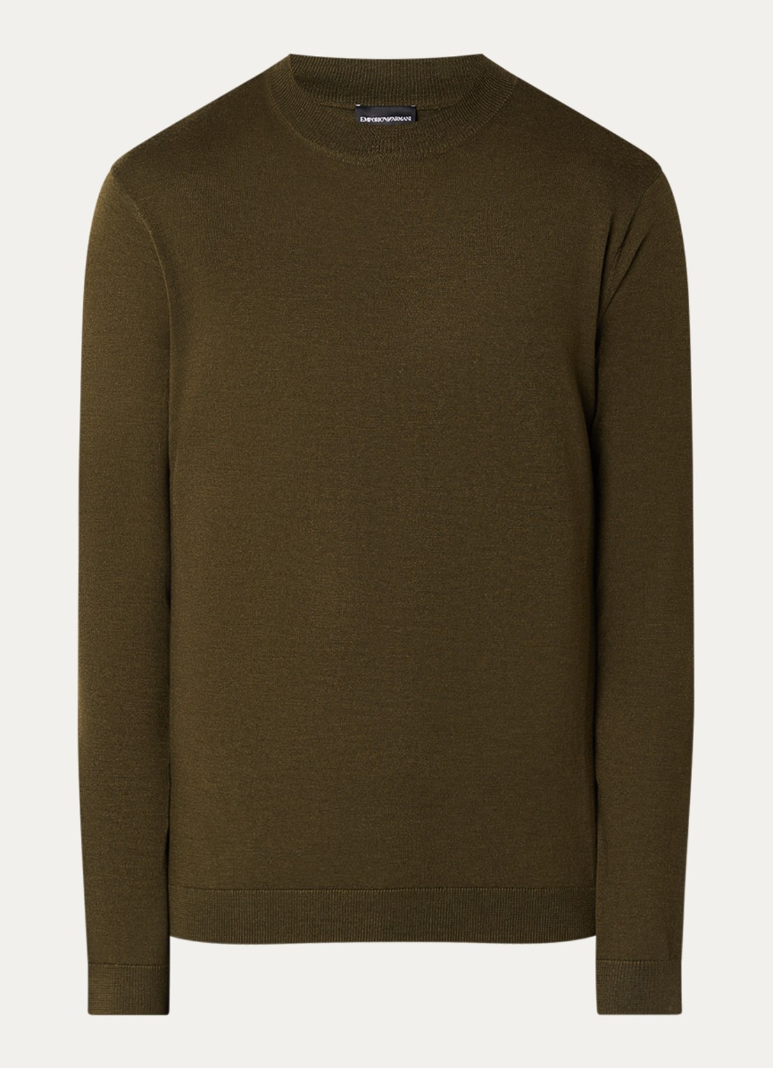 Armani Fijngebreide pullover met logo - voorkant legergroen