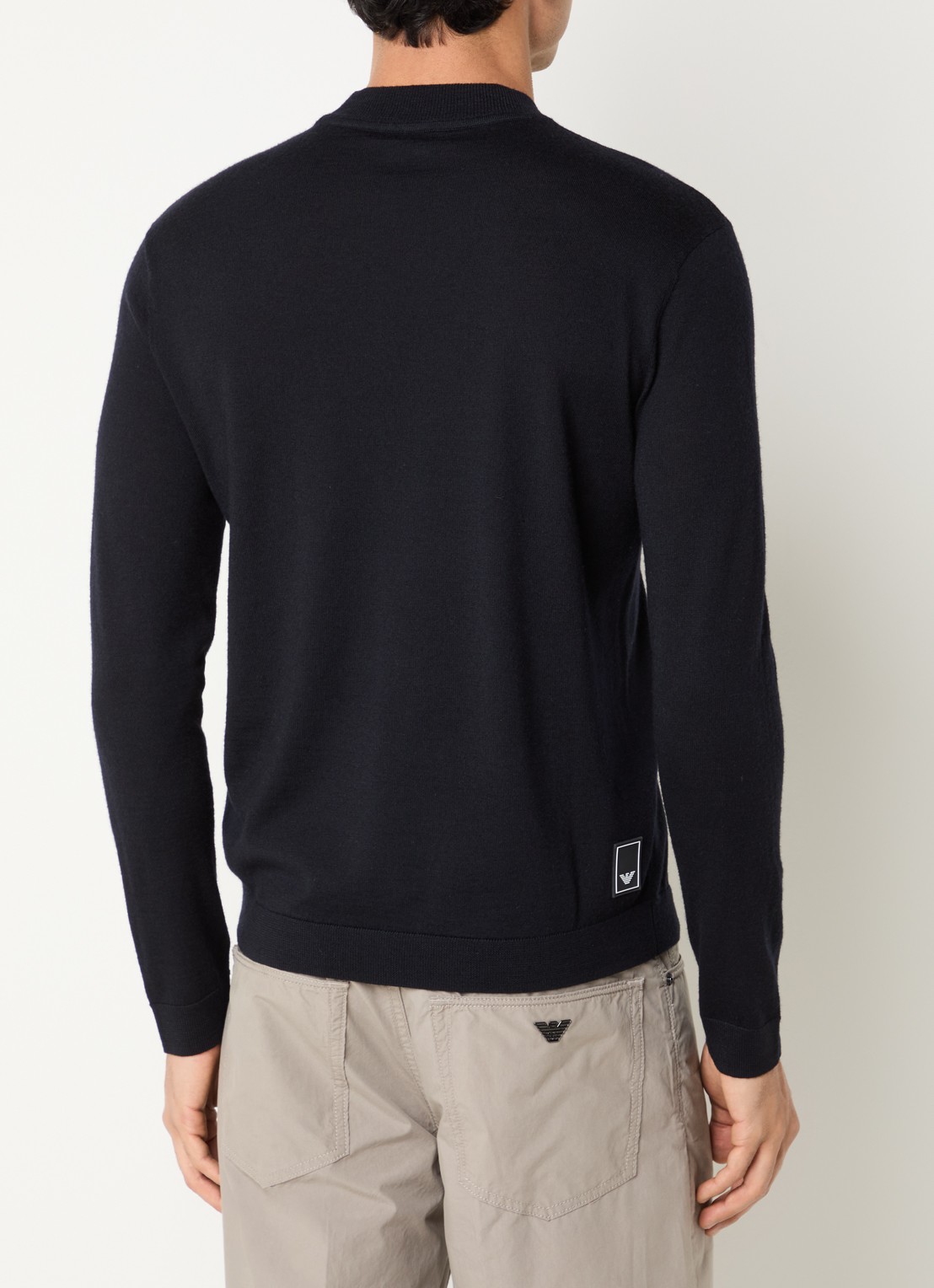 Armani Fijngebreide pullover met logo - achterkant 4 donkerblauw