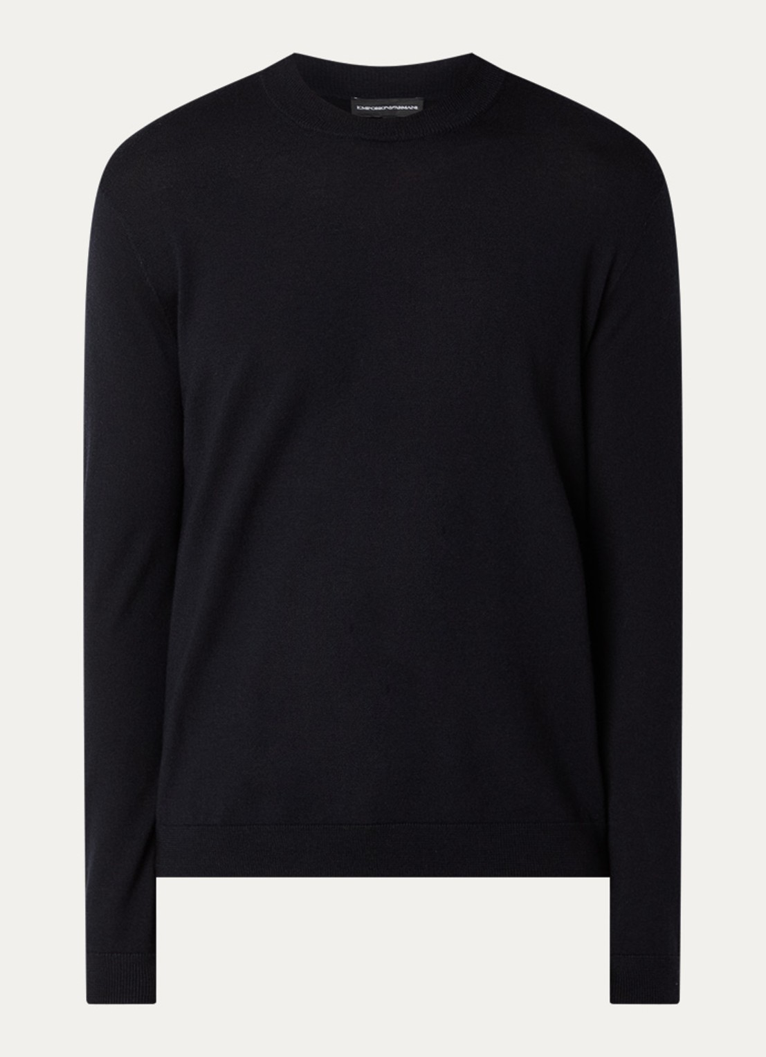 Armani Fijngebreide pullover met logo - voorkant donkerblauw