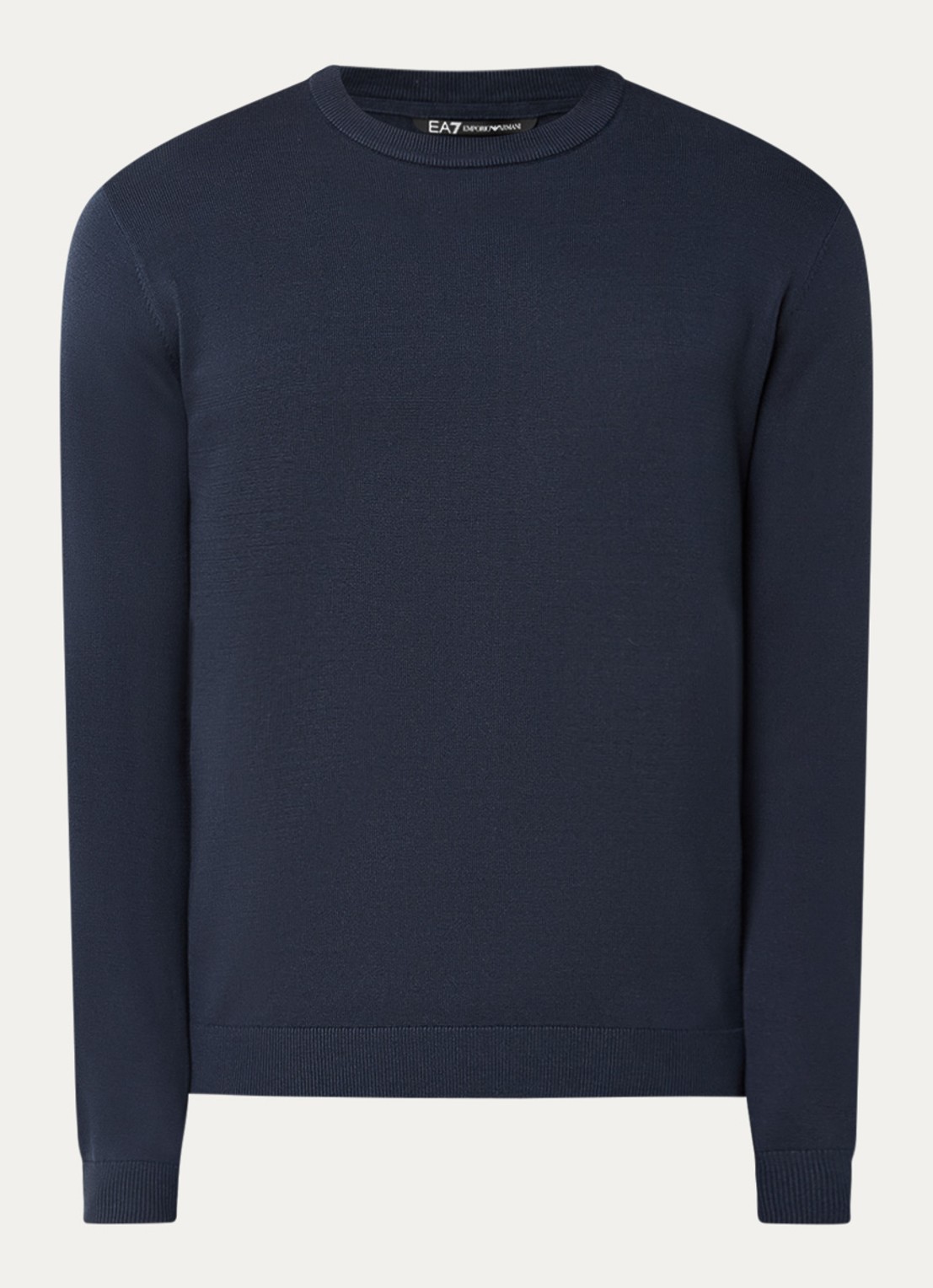 Armani Fijngebreide pullover met ronde hals - voorkant donkerblauw