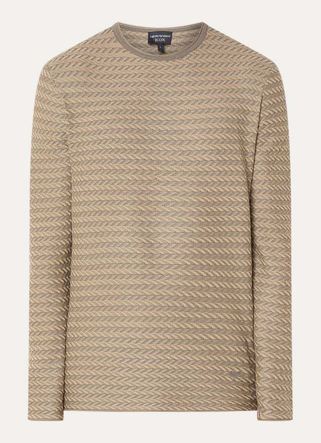 Armani Fijngebreide pullover met ronde hals - voorkant 2 donkerbeige