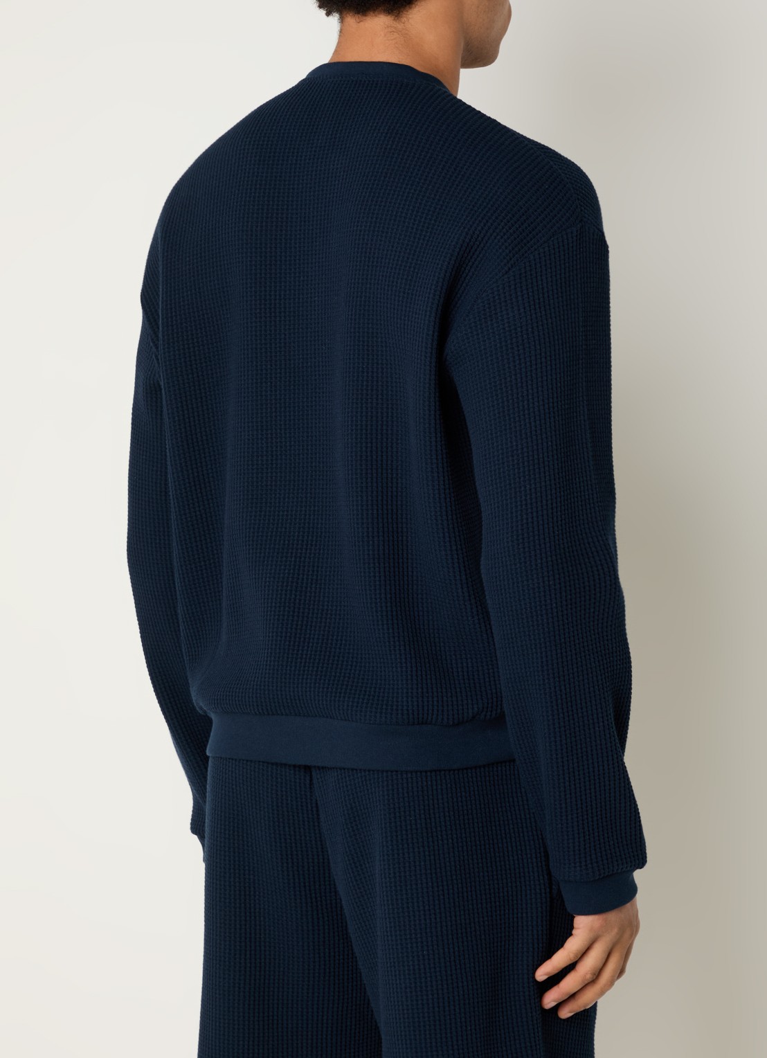 Armani Fijngebreide pullover met structuur - achterkant 3 donkerblauw
