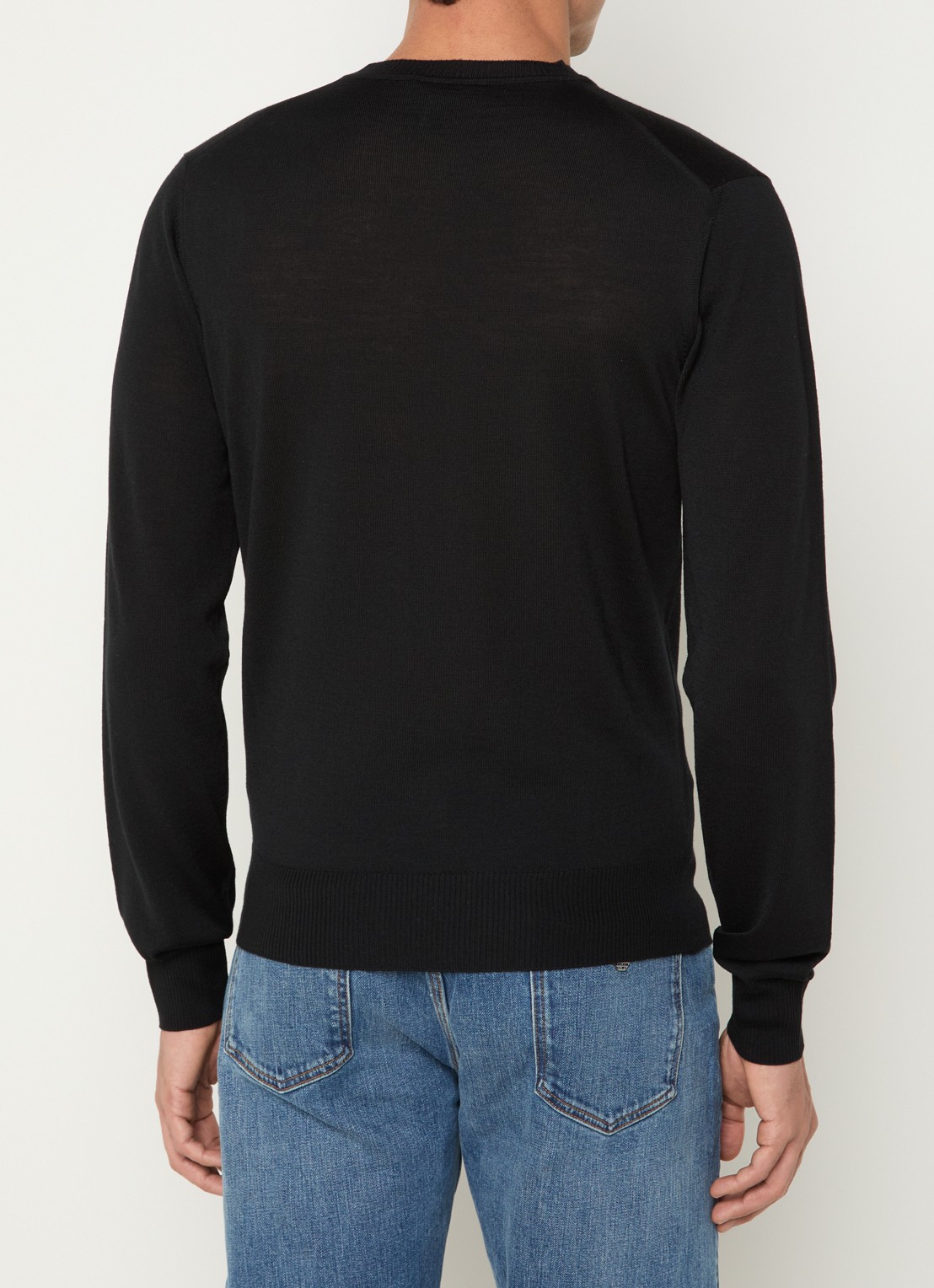 Armani Fijngebreide pullover van scheerwol - achterkant zwart