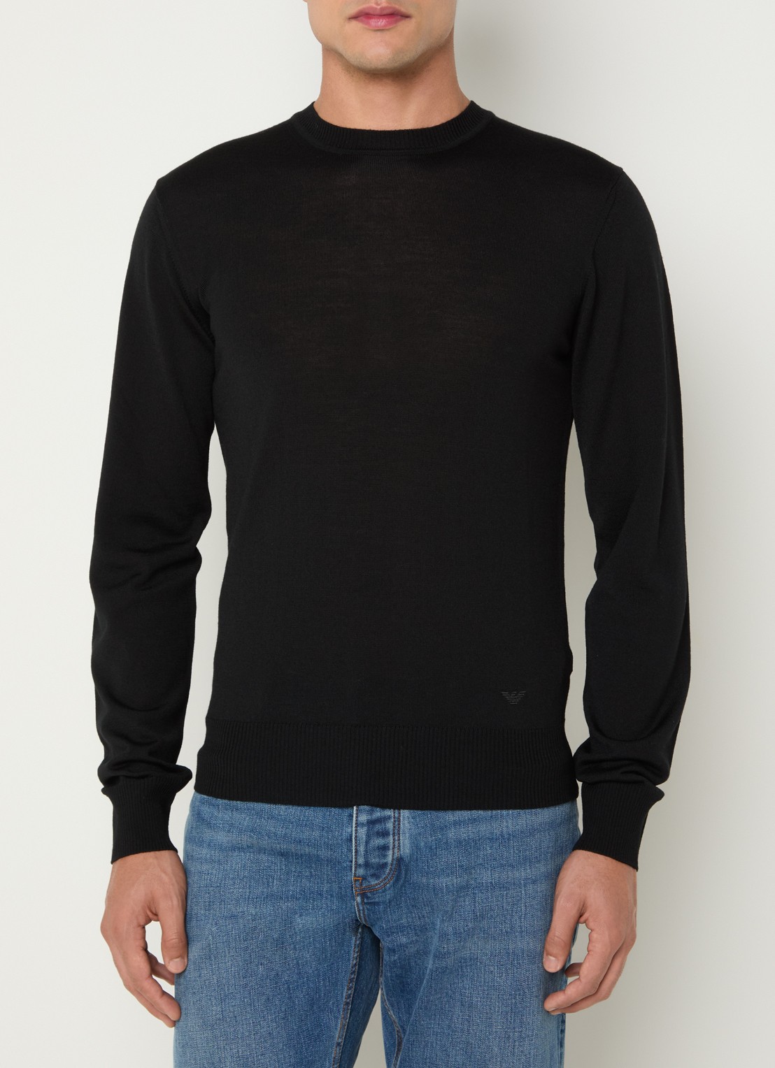 Armani Fijngebreide pullover van scheerwol - detail 4 zwart
