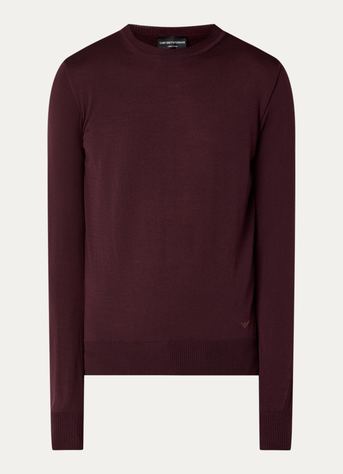 Armani Fijngebreide pullover van scheerwol - voorkant bordeauxrood