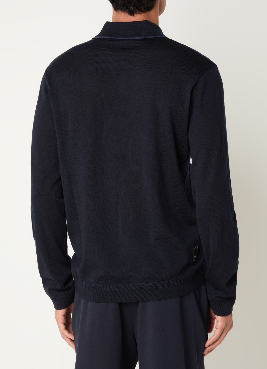 Armani Fijngebreide pullover van scheerwol - achterkant donkerblauw