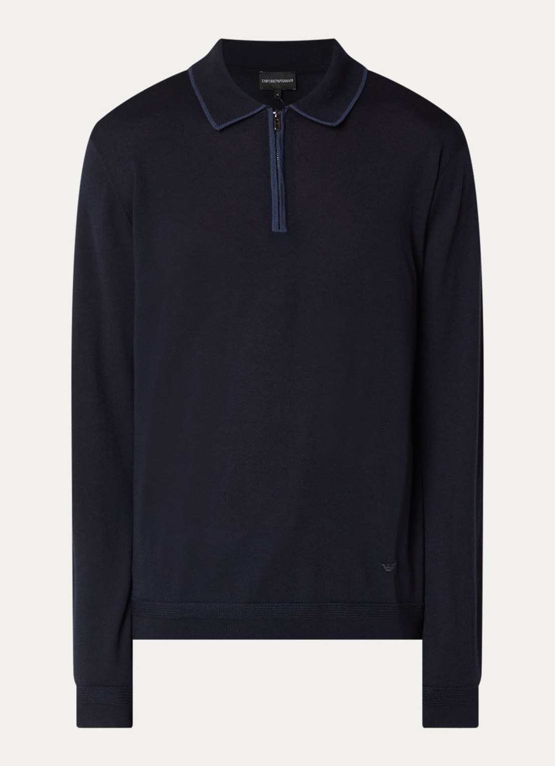 Armani Fijngebreide pullover van scheerwol - voorkant 2 donkerblauw