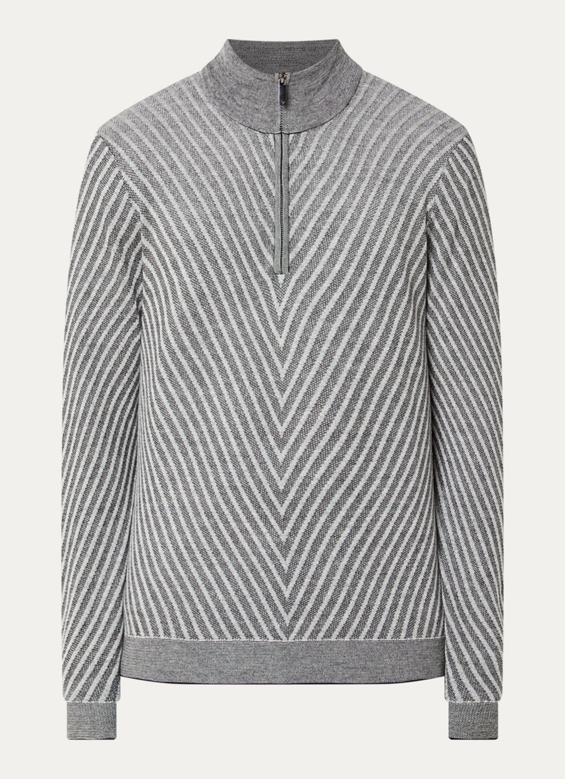 Armani Fijngebreide pullover van wol met halve rits - voorkant 3 grijs