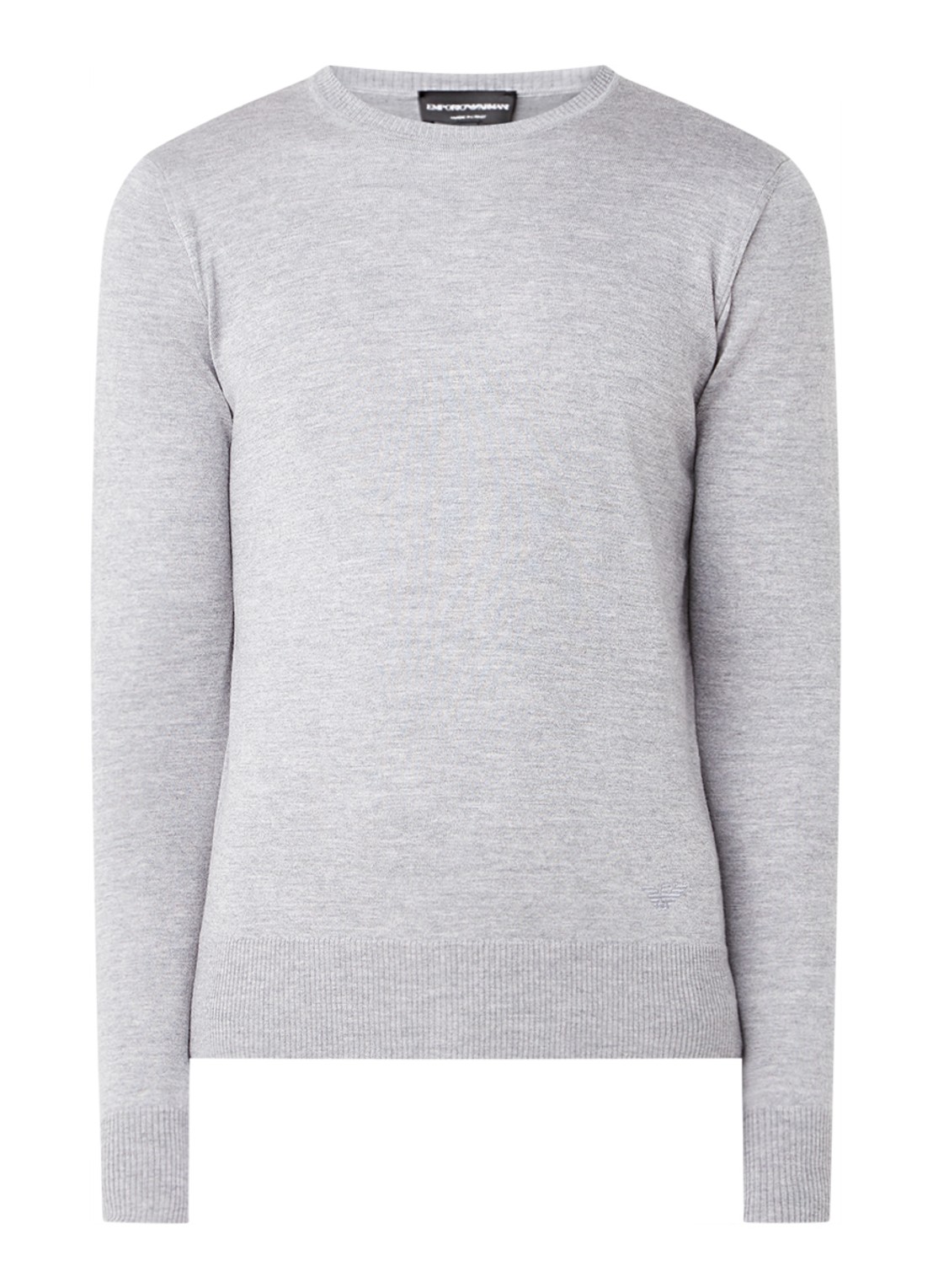 Armani Fijngebreide pullover van wol - voorkant 3 lichtgrijs
