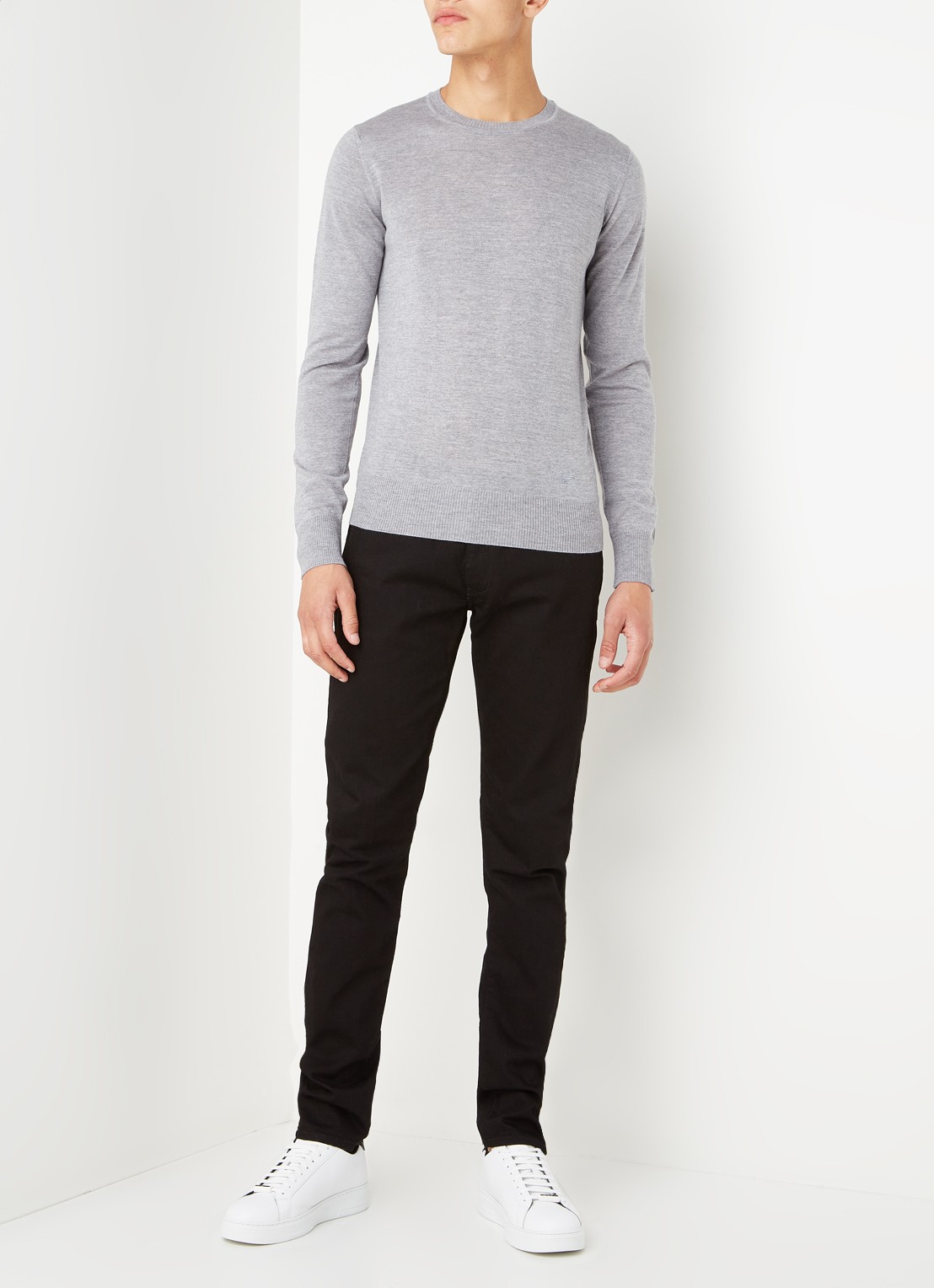 Armani Fijngebreide pullover van wol - voorkant 4 lichtgrijs