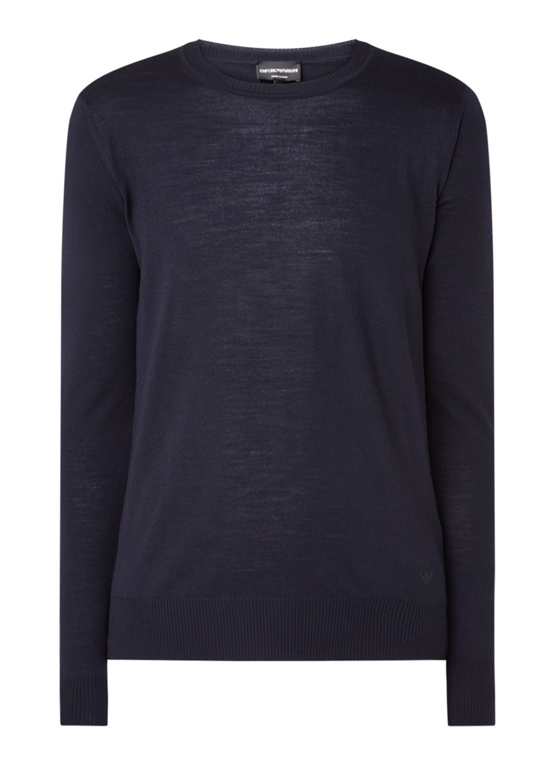 Armani Fijngebreide pullover van wol - voorkant 2 donkerblauw