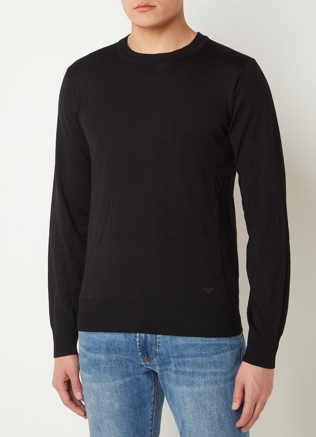 Armani Fijngebreide pullover van wol - detail 3 zwart