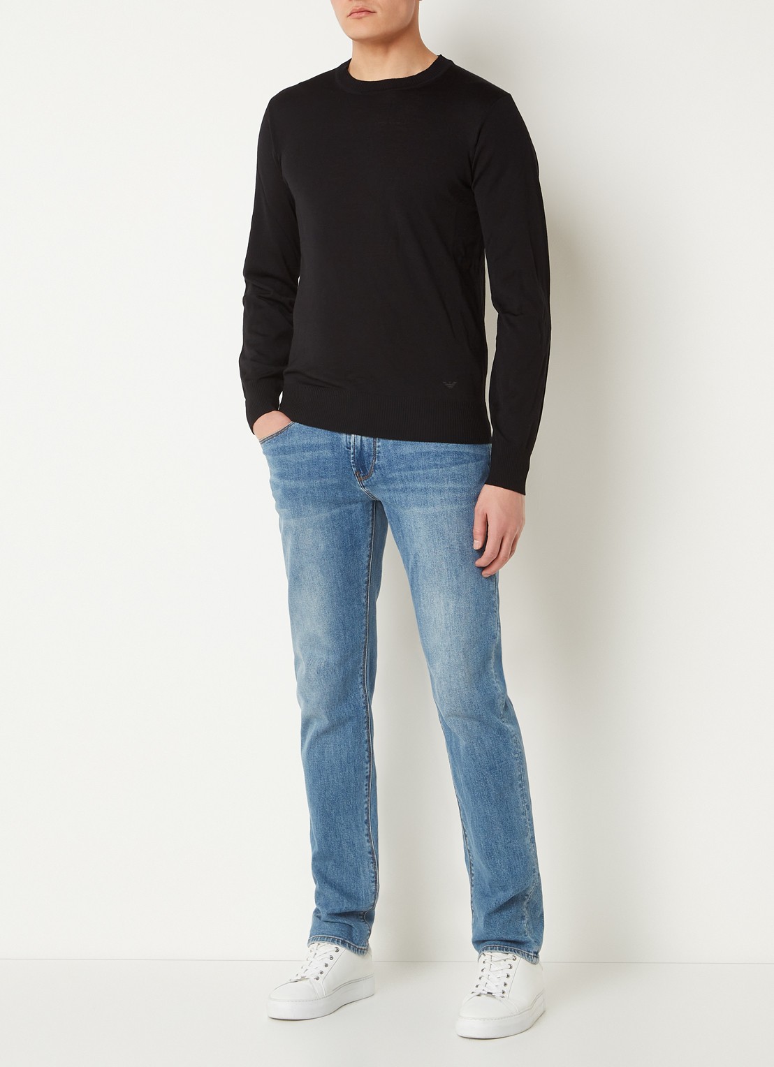 Armani Fijngebreide pullover van wol - voorkant 2 zwart
