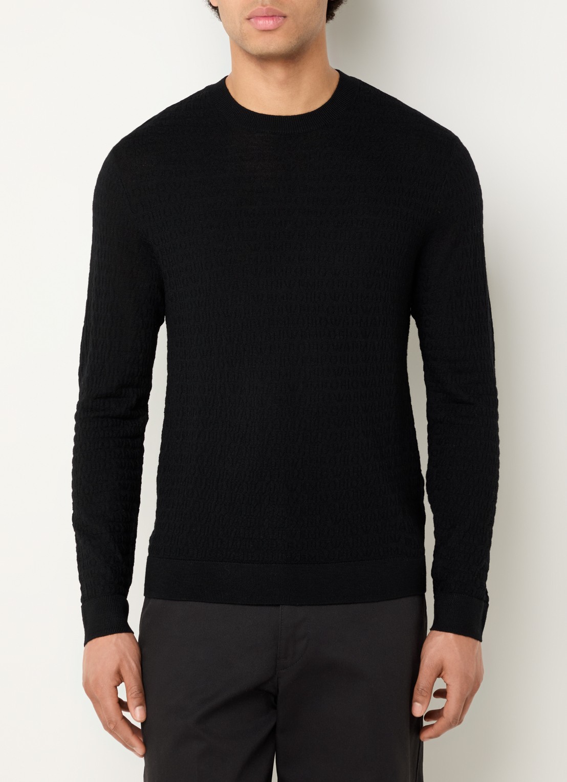 Armani Fijngebreide pullover van wol - detail 2 zwart