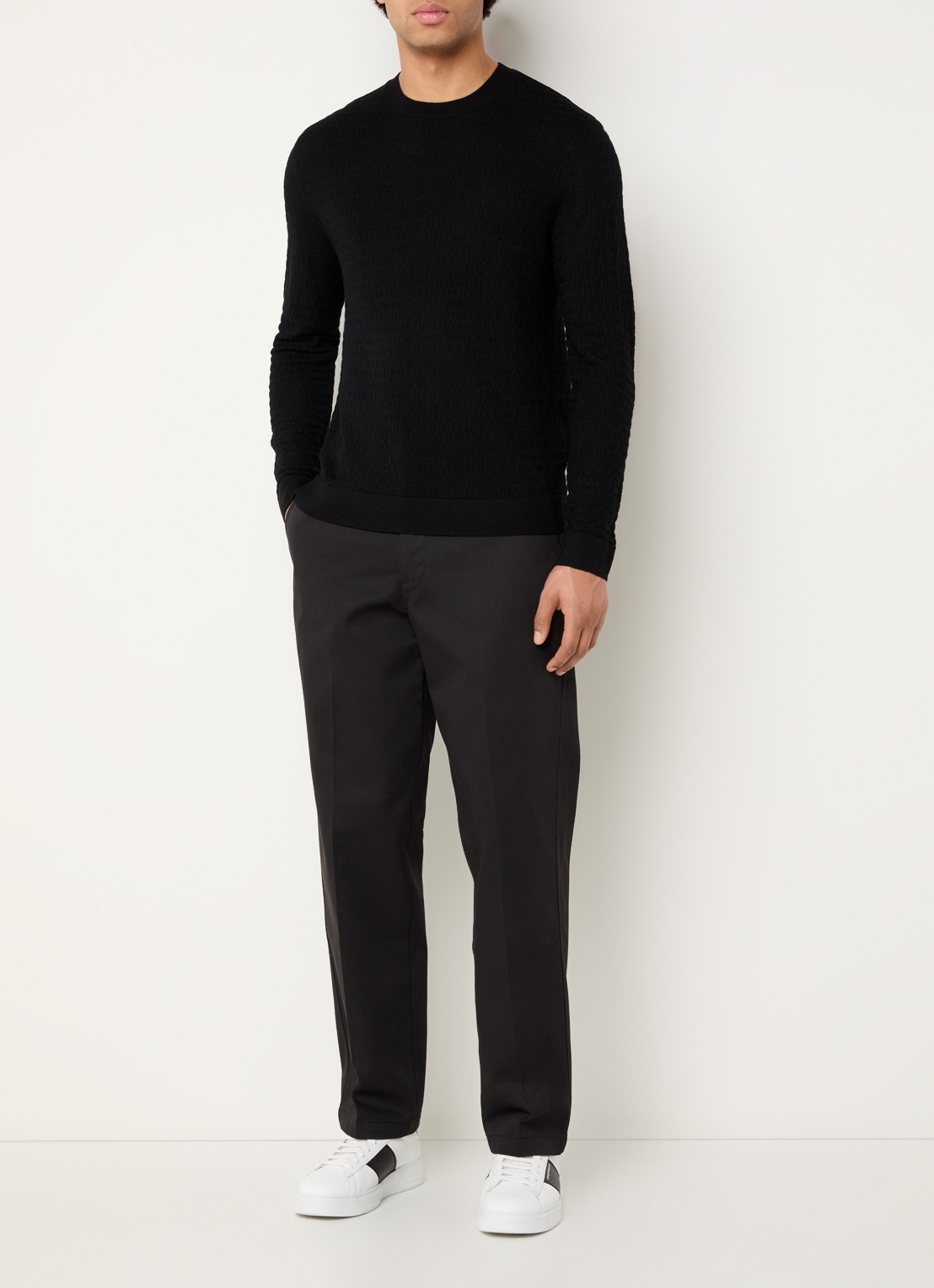 Armani Fijngebreide pullover van wol - voorkant 4 zwart