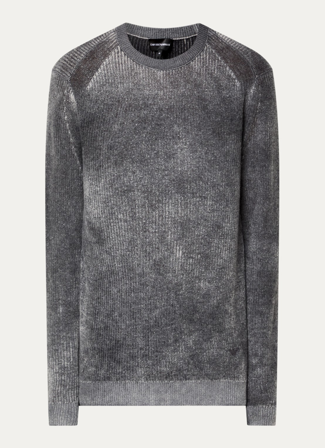 Armani Fijngebreide trui in wolblend met print - voorkant 2 grijsmele