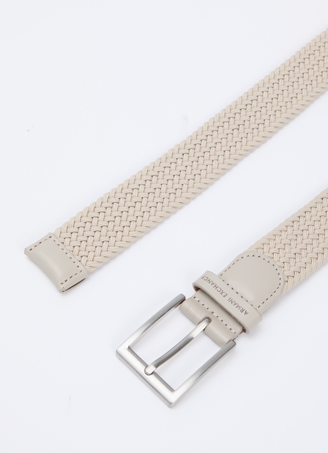 Armani Gevlochten riem met leren details - detail donkerbeige