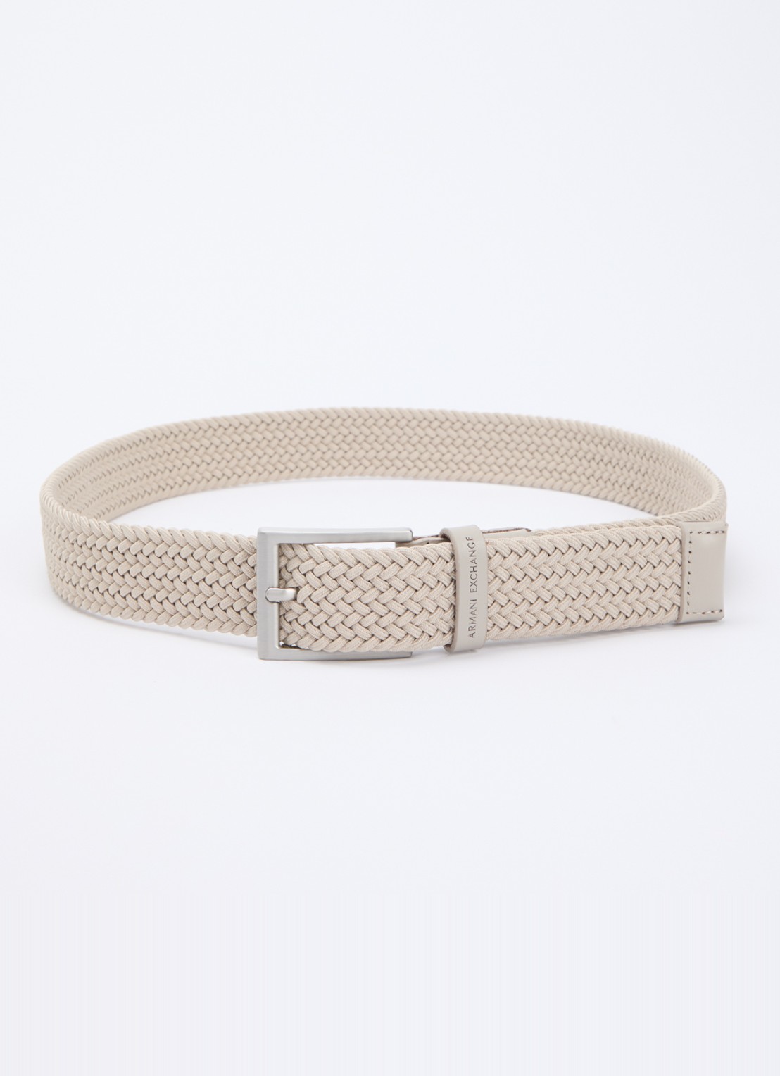 Armani Gevlochten riem met leren details - voorkant 2 donkerbeige
