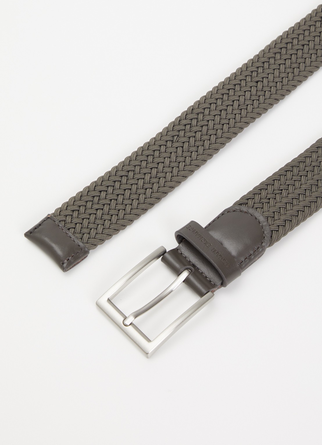 Armani Gevlochten riem met leren details - detail 2 olijfgroen