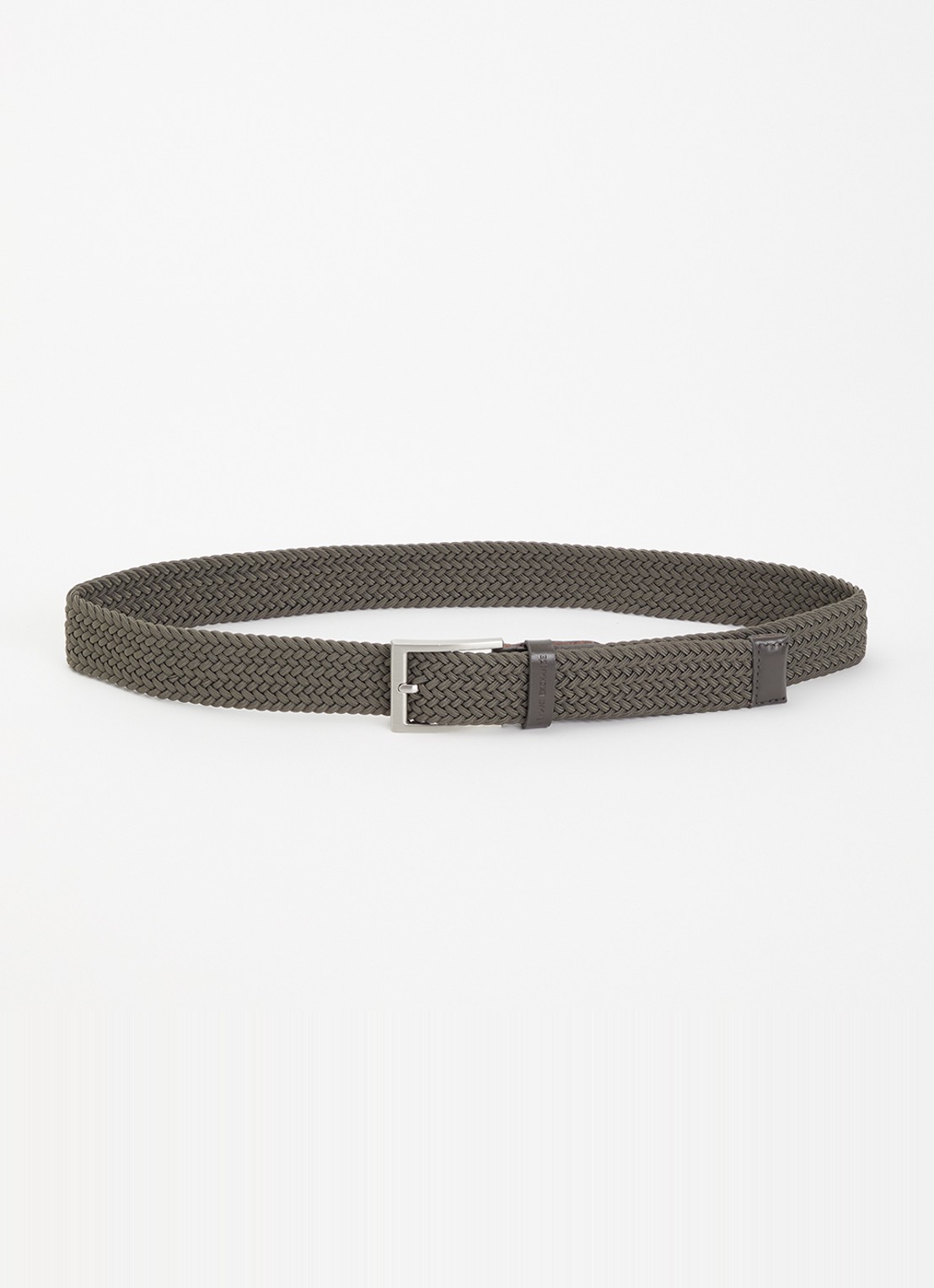 Armani Gevlochten riem met leren details - voorkant olijfgroen