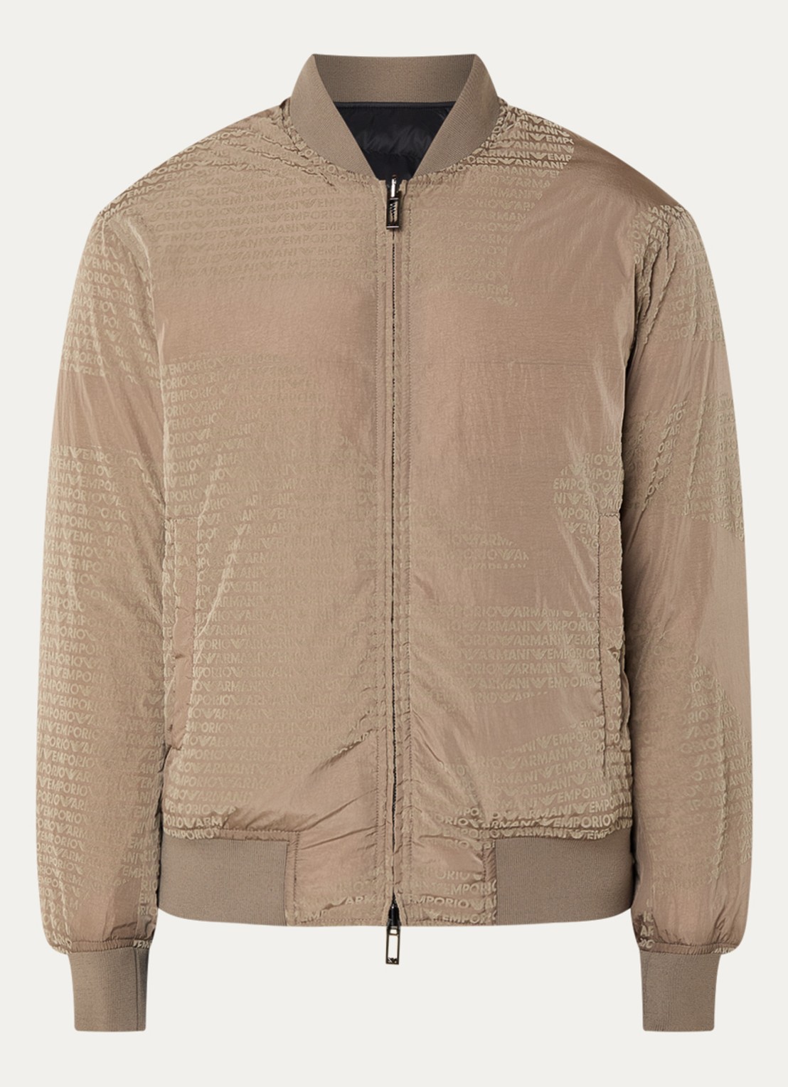 Armani Gewatteerd bomberjack met donsvulling en flockprint - voorkant 3 camel