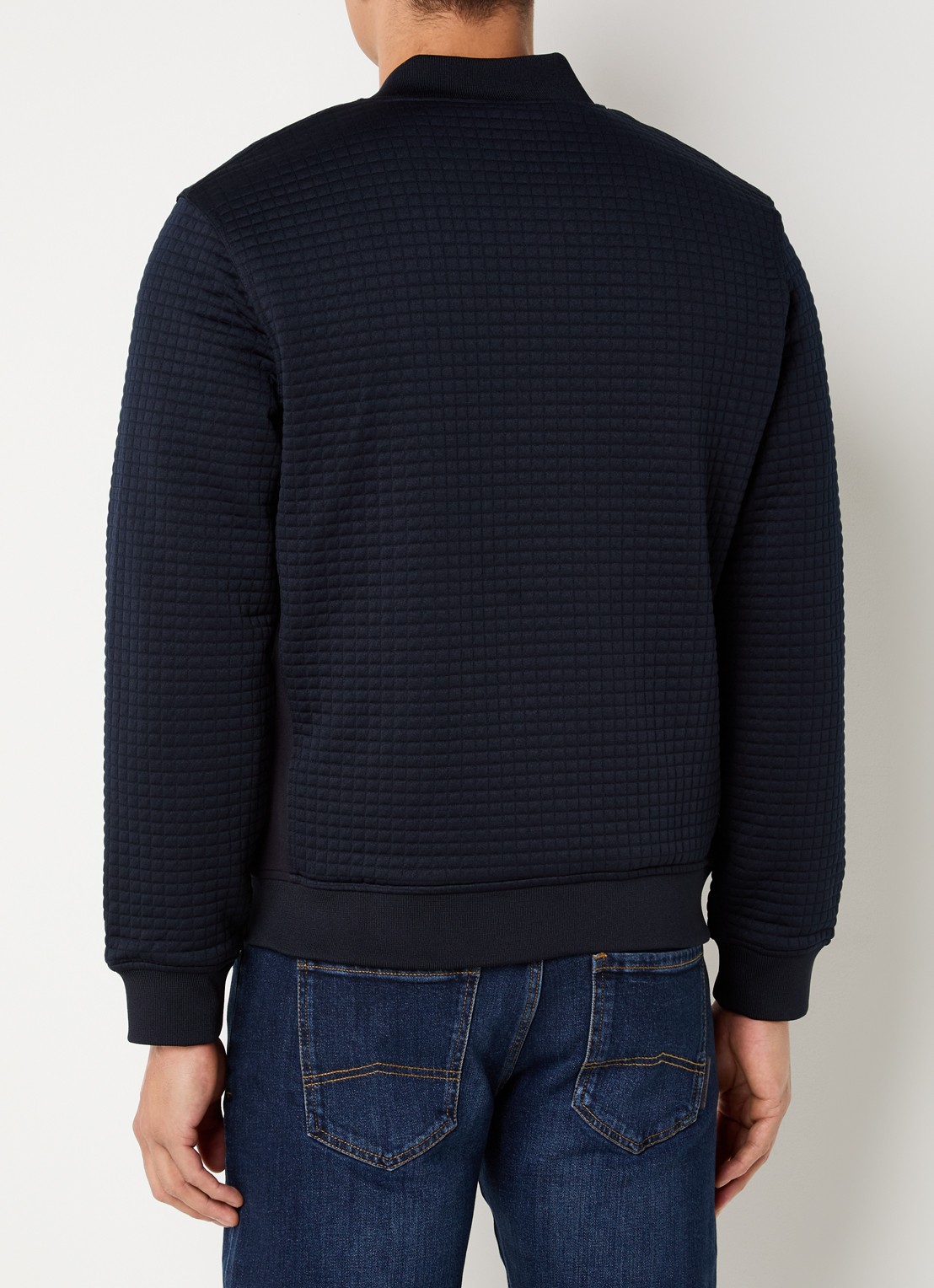 Armani Gewatteerd bomberjack met structuur - achterkant 3 donkerblauw