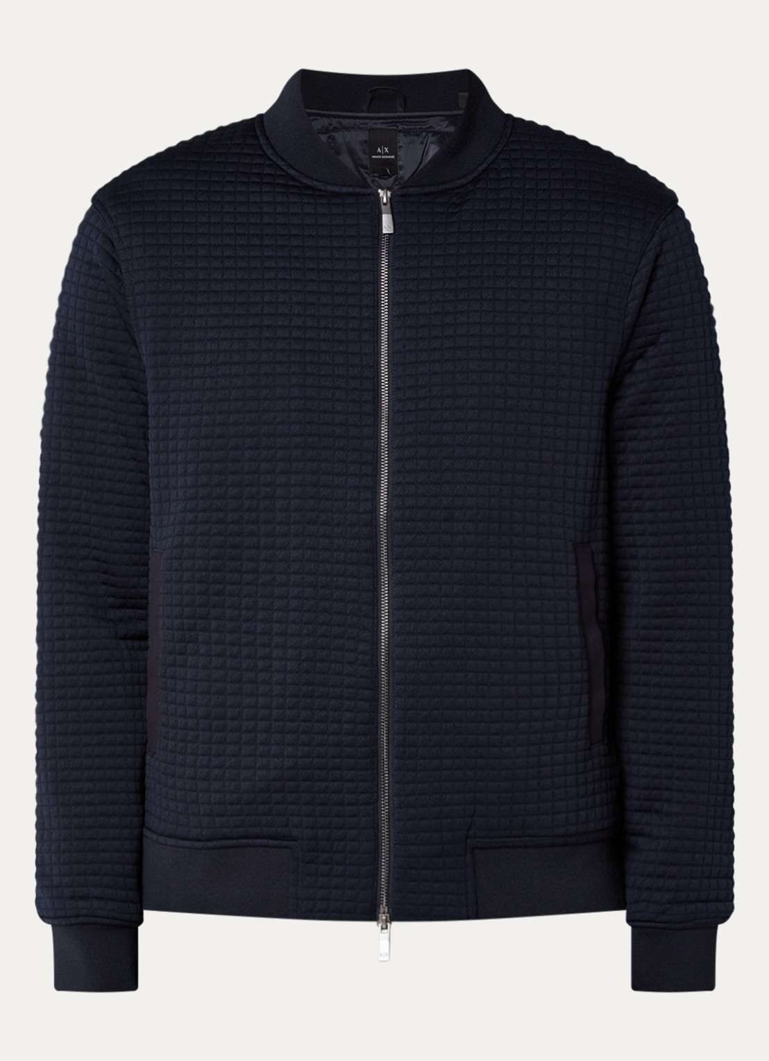 Armani Gewatteerd bomberjack met structuur - voorkant donkerblauw