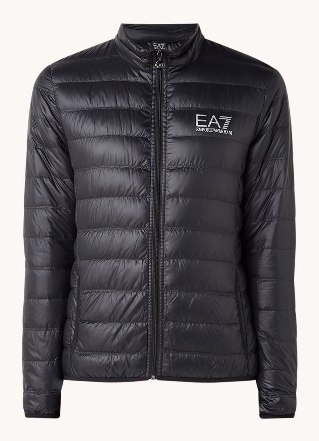 Armani Gewatteerd jack met donsvulling en logo - voorkant 3 zwart
