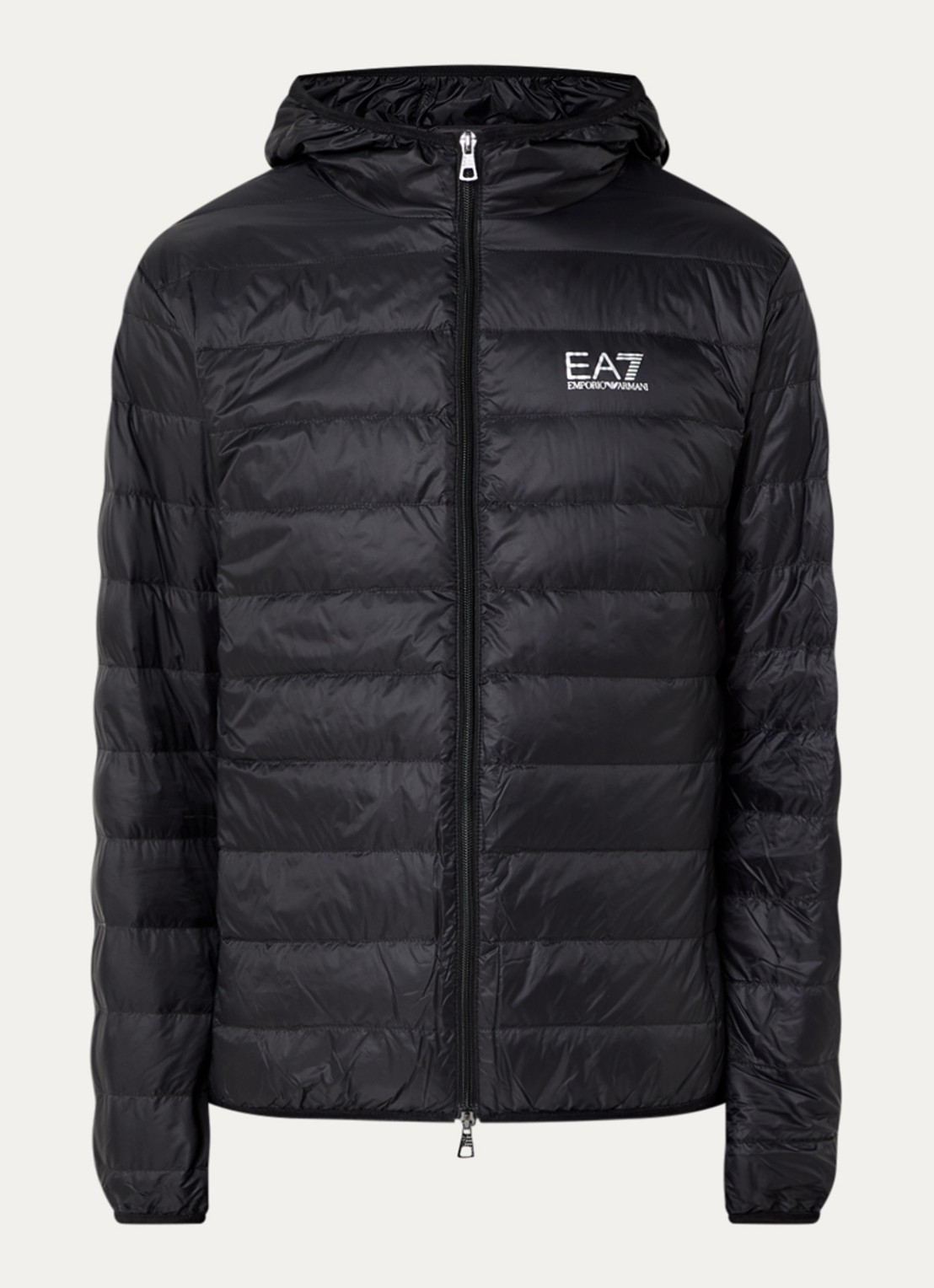 Armani Gewatteerd jack met donsvulling en logo - voorkant 3 zwart