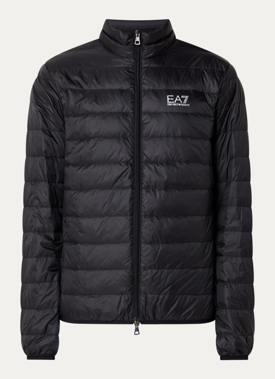 Armani Gewatteerd jack met donsvulling en logo - voorkant 3 zwart