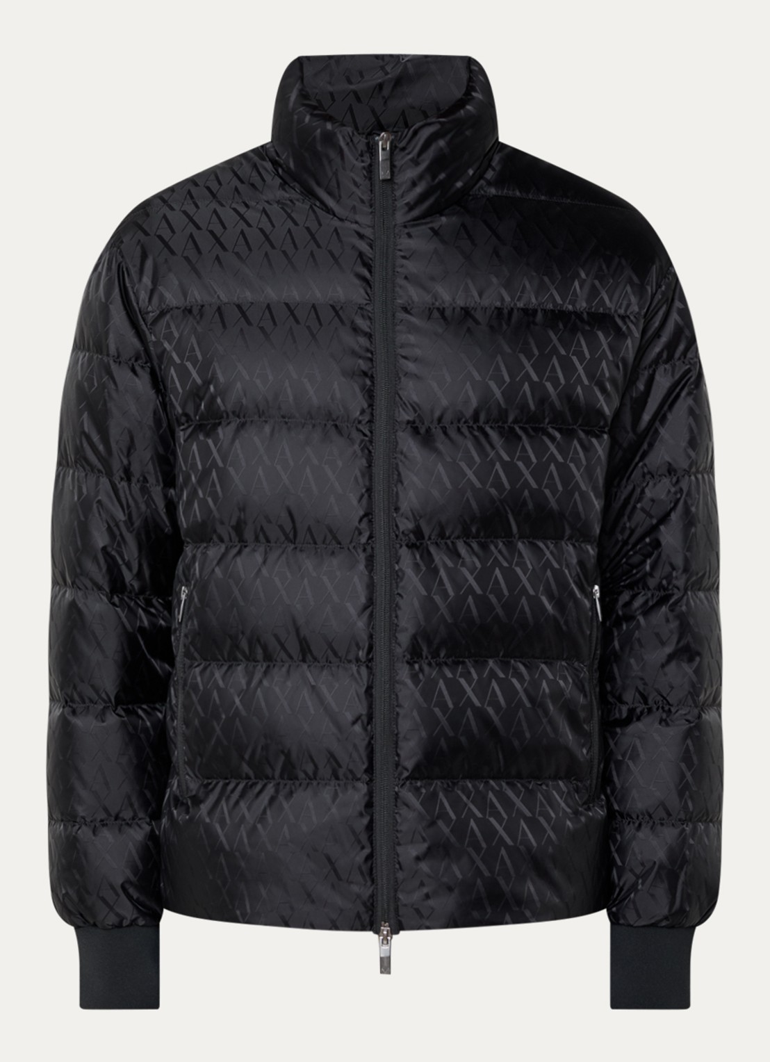 Armani Gewatteerd jack met donsvulling en logoprint - voorkant zwart