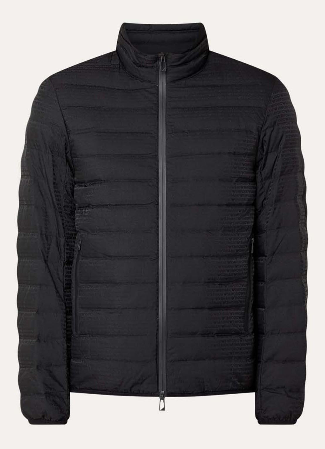 Armani Gewatteerd jack met donsvulling en logoprint - voorkant 2 black beauty / zwart